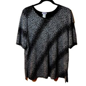 XL Sparkly leopard print short sleeve glittery dress top blouse shimmery